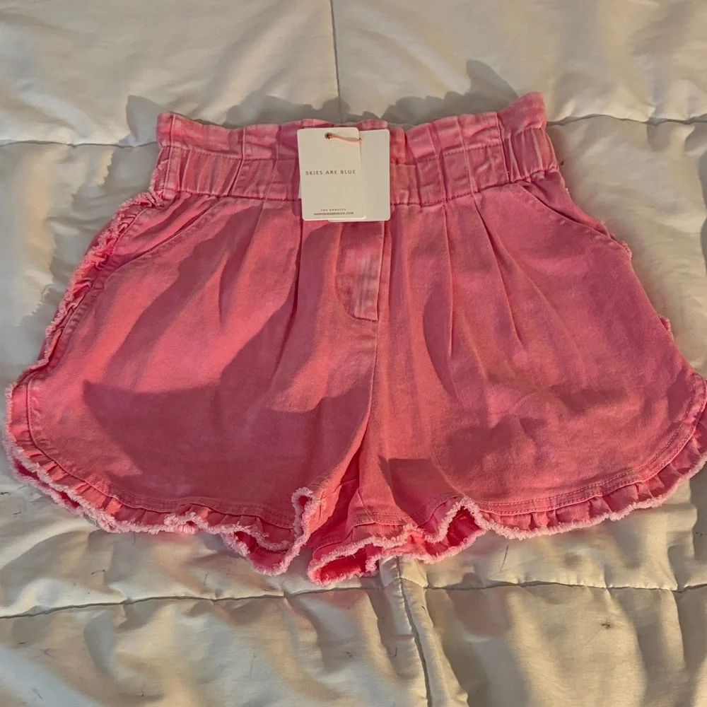 NWT Skies are Blue High Rise Pink Denim Shorts - Picture 7 of 7